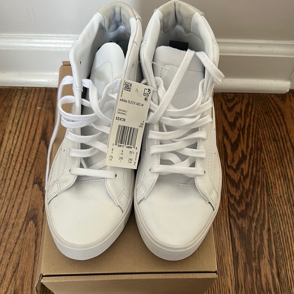 Adidas White High-Top Sneakers.Sleek Mid NWT